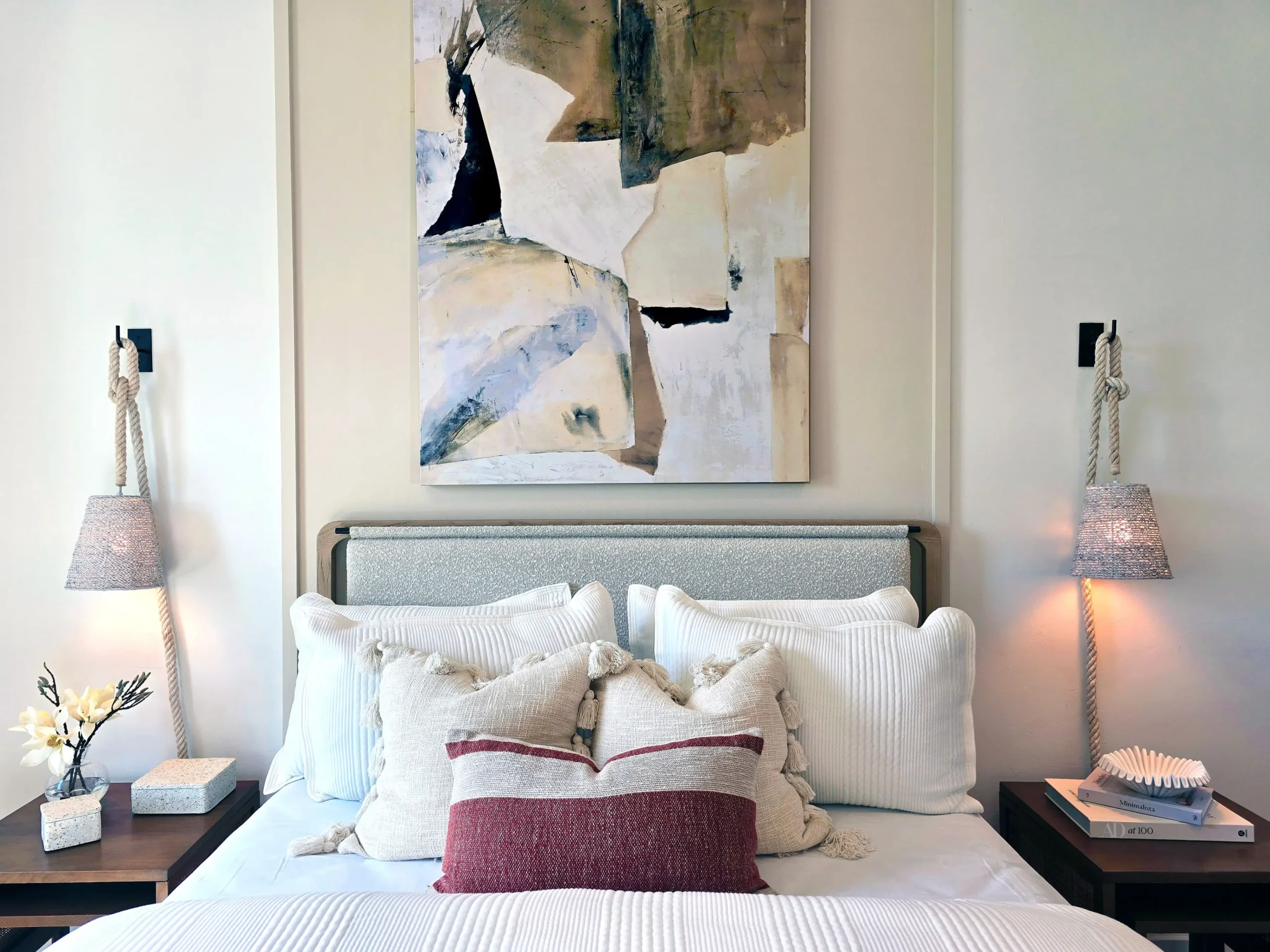 bedroom aesthetic ideas — cozy styled bedroom with warm textures