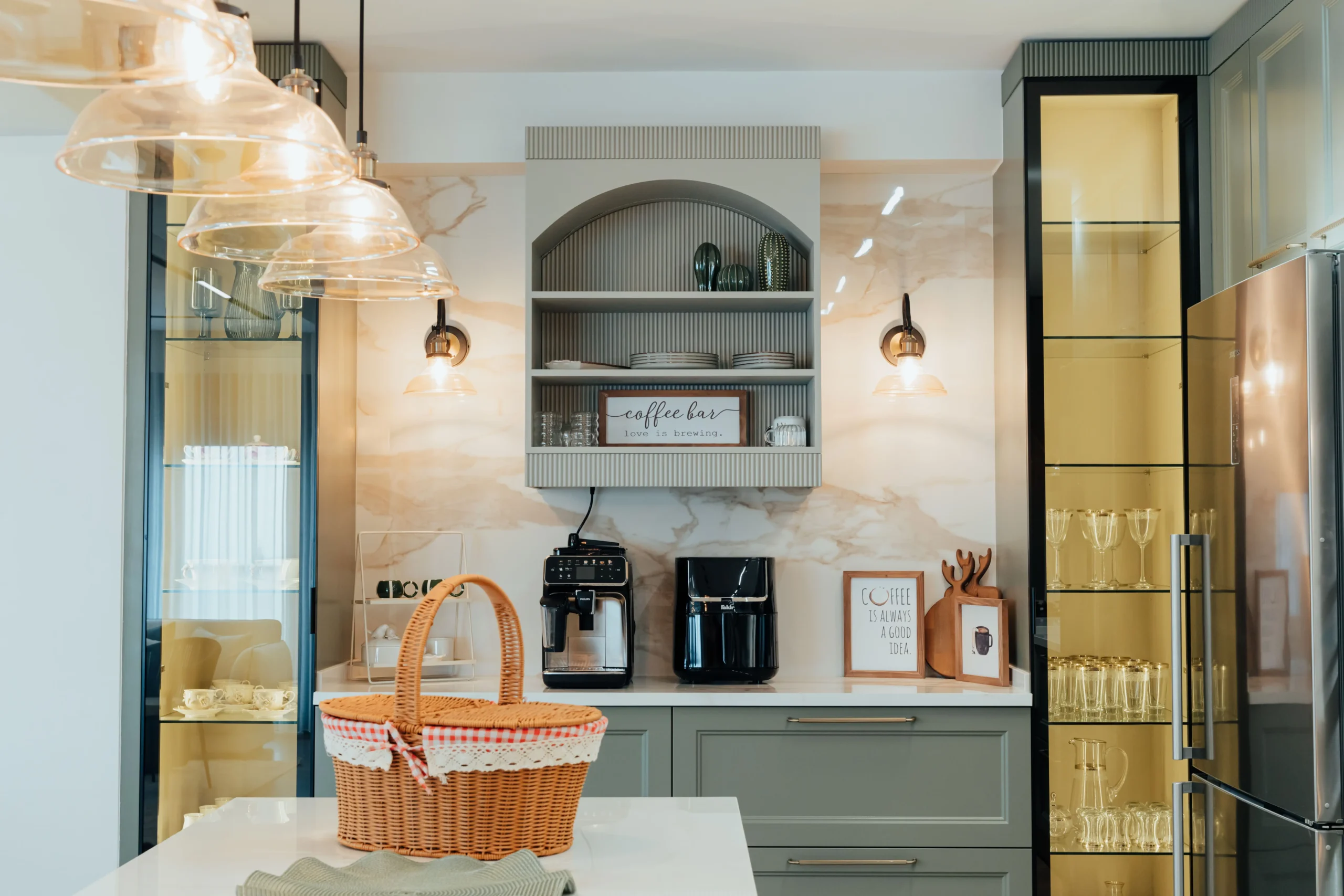 coffee bar ideas — styled home coffee station setup