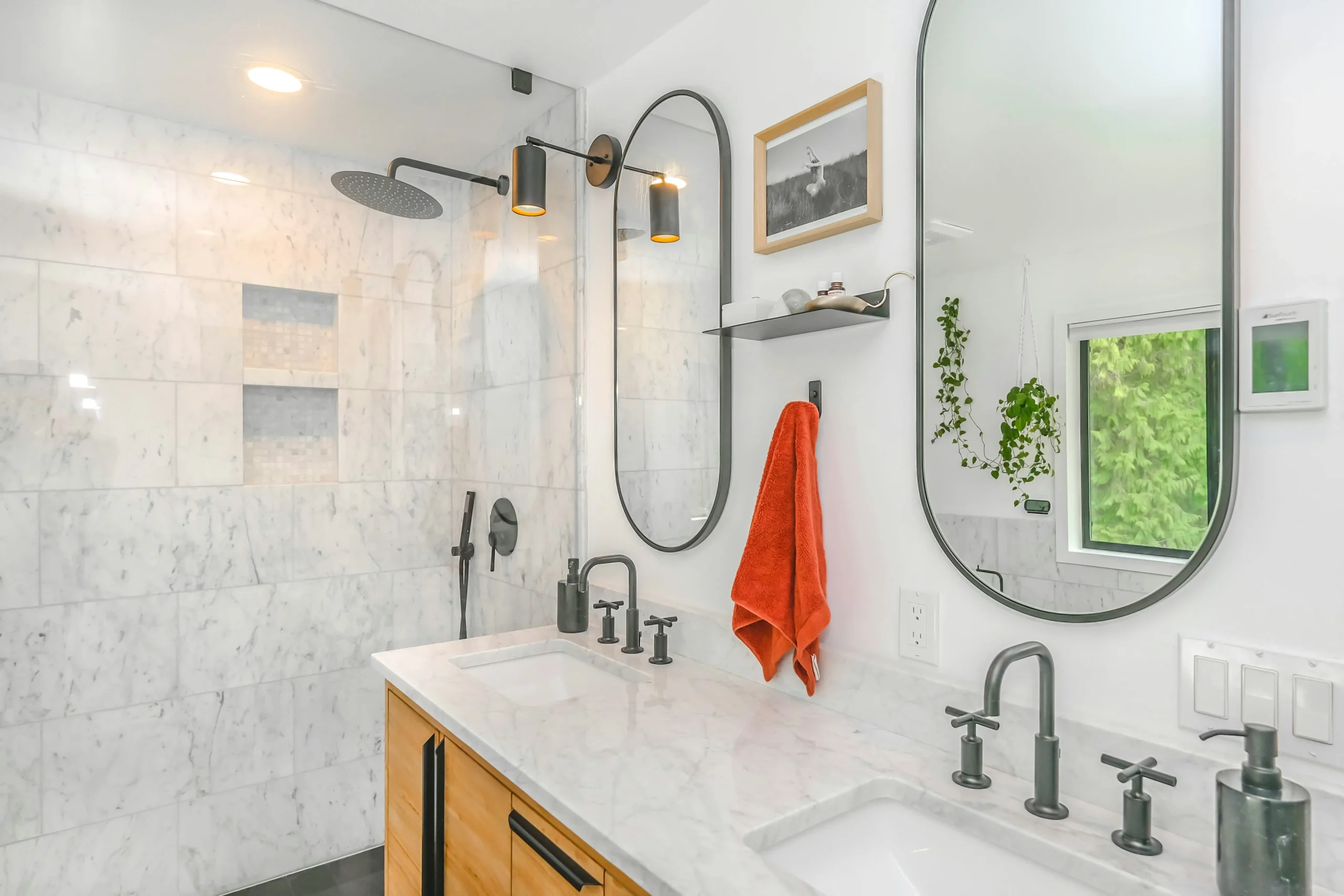 small bathroom ideas — bright styled small bathroom with clean design