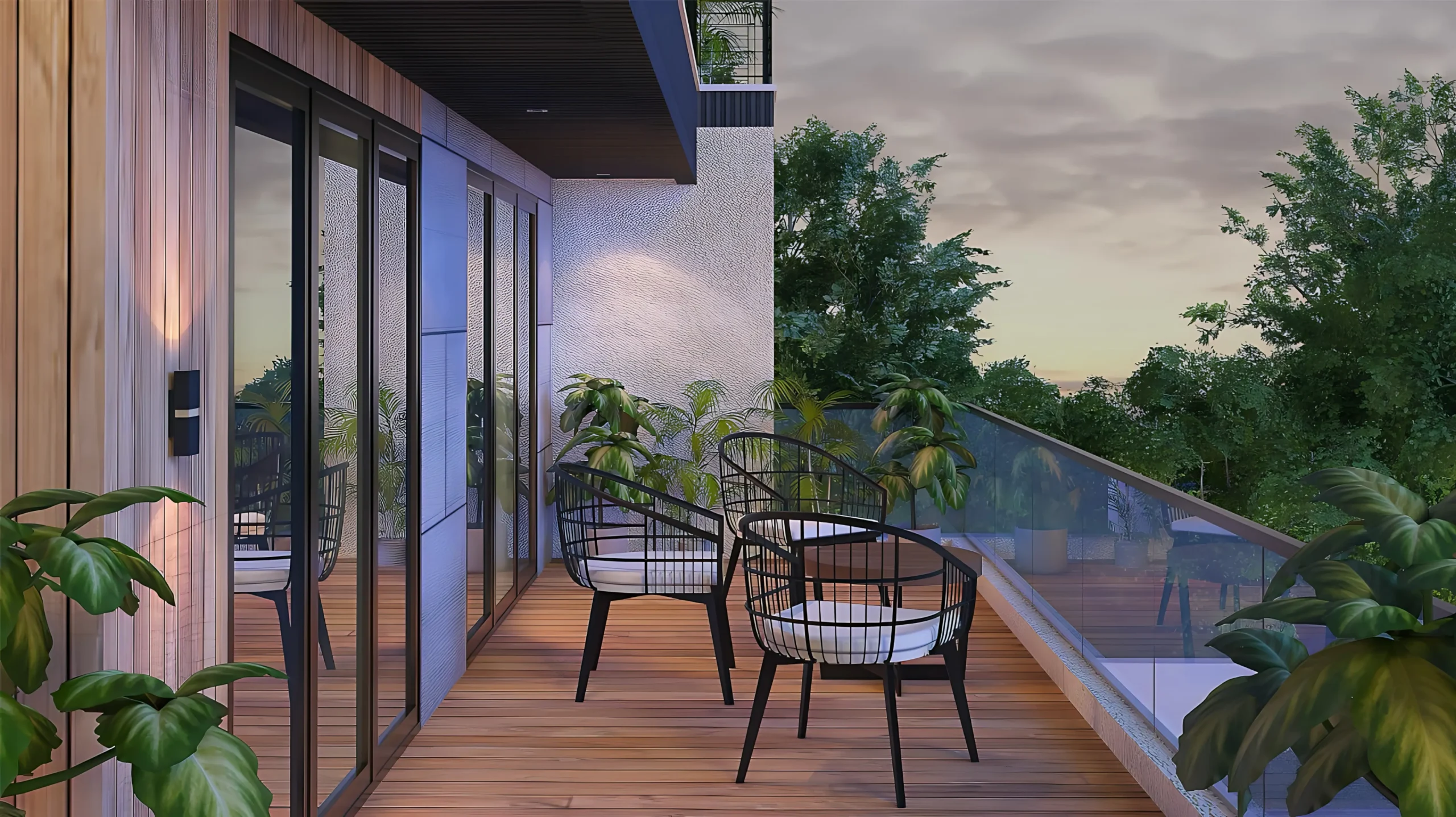 small patio ideas — styled small outdoor patio with furniture and plants