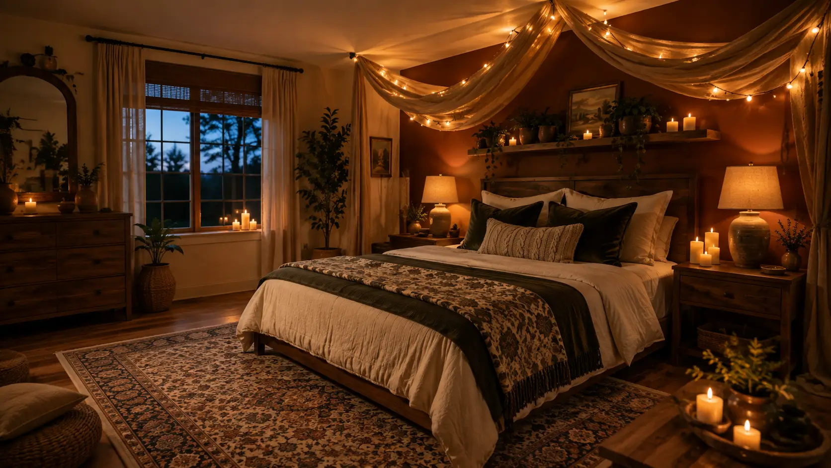 Dark boho bedroom ideas