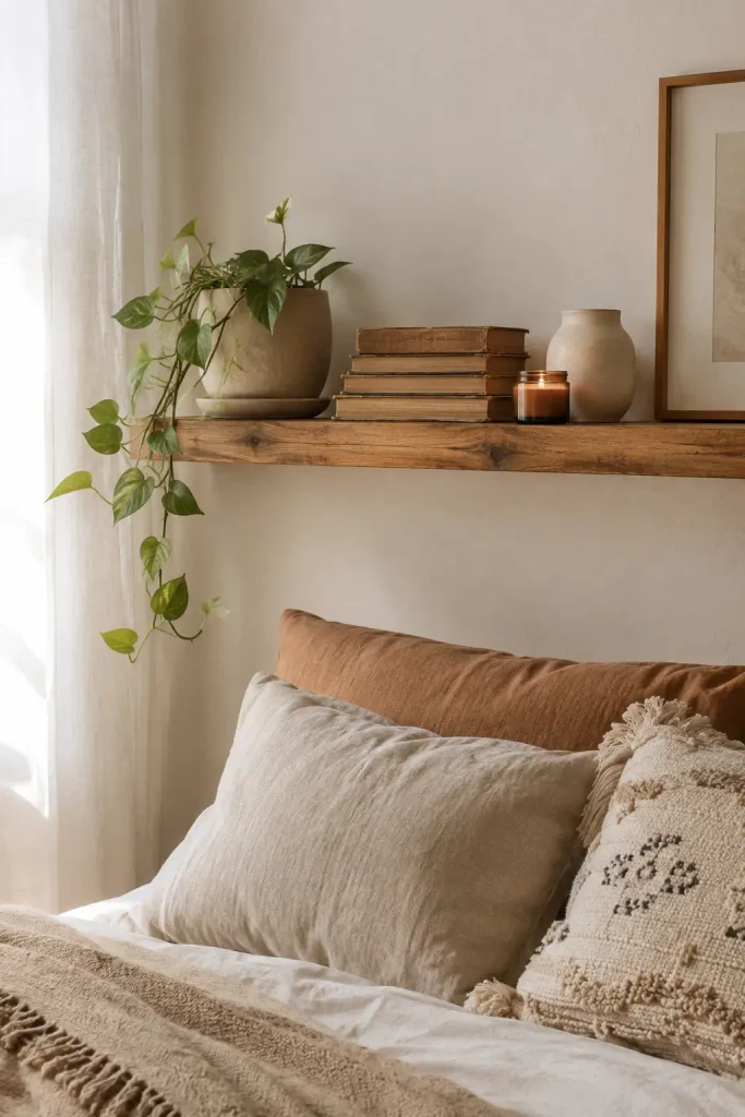 Add Open Shelving Above or Beside the Bed