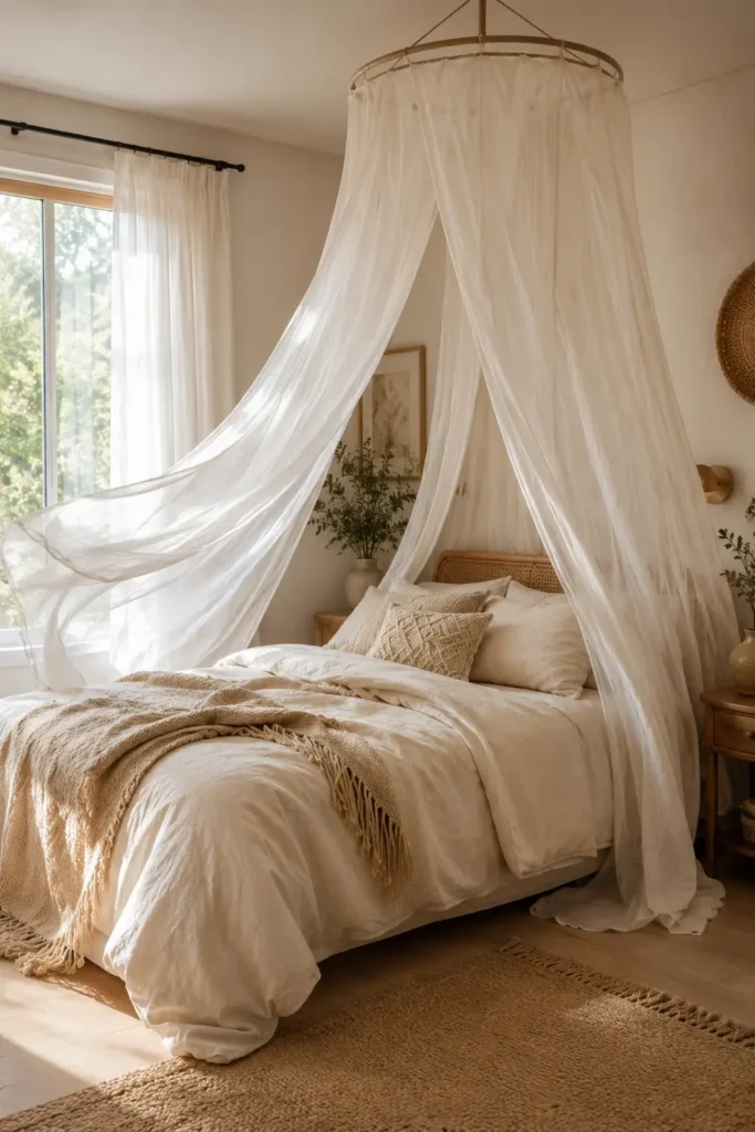 Sheer Canopy Over the Bed for a Soft, Dreamy Focal Point
